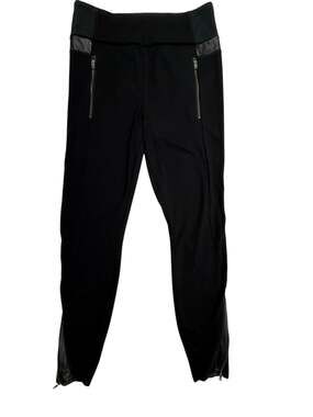 Athleta Siena Faux Leather Trim Ankle Zip Moto Ponte Leggings